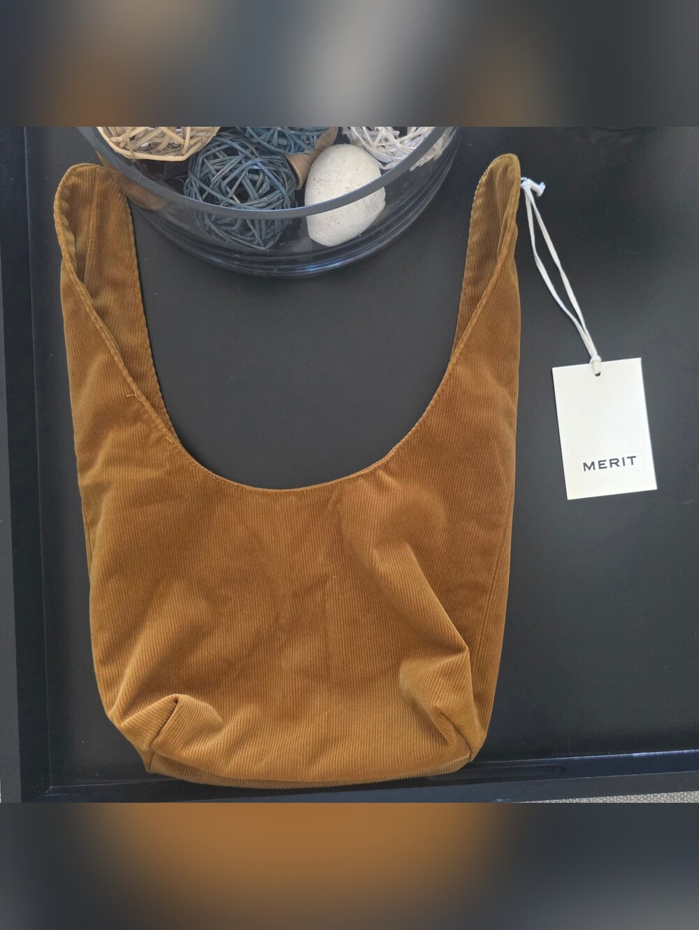 Merit Corduroy Cosmetics Bag in Camel Brown